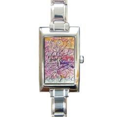 Mixed Media Leaves Rectangle Italian Charm Watch by kaleidomarblingart