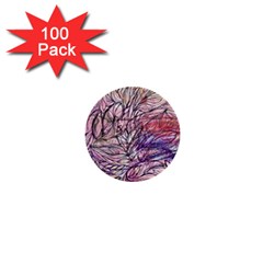 Mixed Media Leaves 1  Mini Buttons (100 Pack)  by kaleidomarblingart