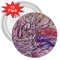 Mixed Media Leaves 3  Buttons (10 Pack)  by kaleidomarblingart