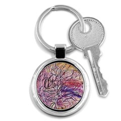 Mixed Media Leaves Key Chain (round) by kaleidomarblingart