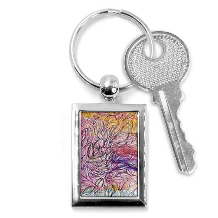 Mixed media leaves Key Chain (Rectangle)