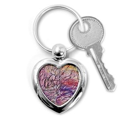 Mixed Media Leaves Key Chain (heart) by kaleidomarblingart