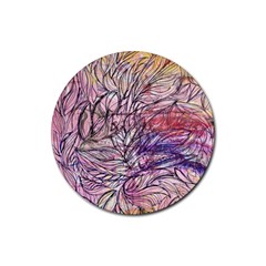 Mixed Media Leaves Rubber Coaster (round) 