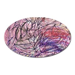 Mixed Media Leaves Oval Magnet by kaleidomarblingart