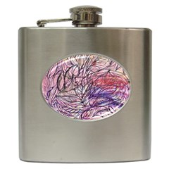 Mixed Media Leaves Hip Flask (6 Oz) by kaleidomarblingart