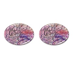 Mixed Media Leaves Cufflinks (oval) by kaleidomarblingart