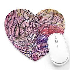 Mixed Media Leaves Heart Mousepads by kaleidomarblingart