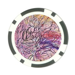 Mixed Media Leaves Poker Chip Card Guard by kaleidomarblingart