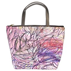 Mixed Media Leaves Bucket Bag by kaleidomarblingart