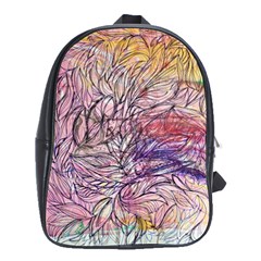 Mixed Media Leaves School Bag (large) by kaleidomarblingart