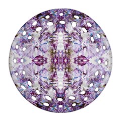 Intricate Lilac Round Filigree Ornament (two Sides) by kaleidomarblingart