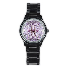 Intricate Lilac Stainless Steel Round Watch