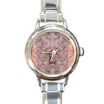 Pink arabesque IV Round Italian Charm Watch Front