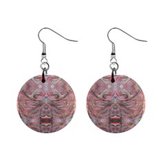 Pink Arabesque Iv Mini Button Earrings by kaleidomarblingart