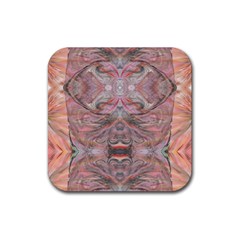 Pink Arabesque Iv Rubber Coaster (square)  by kaleidomarblingart