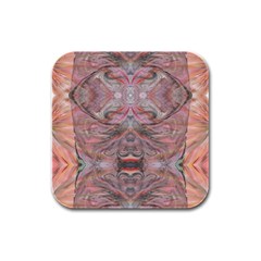 Pink Arabesque Iv Rubber Square Coaster (4 Pack)  by kaleidomarblingart