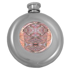 Pink Arabesque Iv Round Hip Flask (5 Oz) by kaleidomarblingart