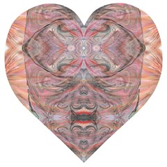 Pink Arabesque Iv Wooden Puzzle Heart by kaleidomarblingart