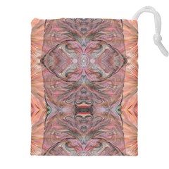 Pink Arabesque Iv Drawstring Pouch (5xl) by kaleidomarblingart