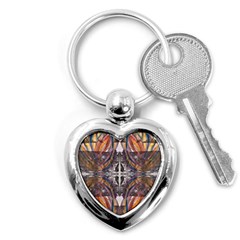 Mixed Media Print Key Chain (heart) by kaleidomarblingart