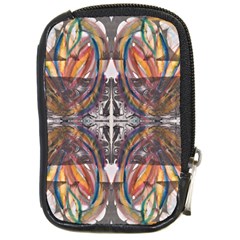 Mixed Media Print Compact Camera Leather Case by kaleidomarblingart