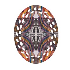 Mixed Media Print Oval Filigree Ornament (two Sides) by kaleidomarblingart