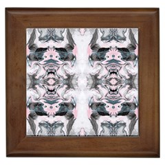 Grey On Pink Marbling Framed Tile by kaleidomarblingart