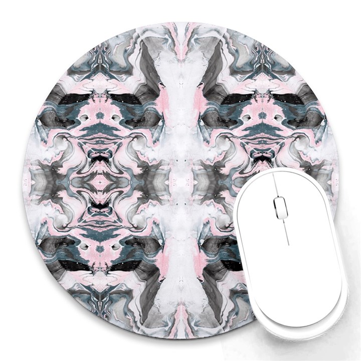 Grey on pink marbling Round Mousepads