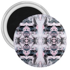 Grey On Pink Marbling 3  Magnets by kaleidomarblingart