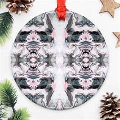 Grey On Pink Marbling Ornament (round) by kaleidomarblingart