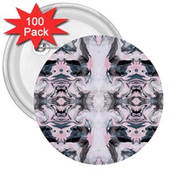 Grey On Pink Marbling 3  Buttons (100 Pack)  by kaleidomarblingart