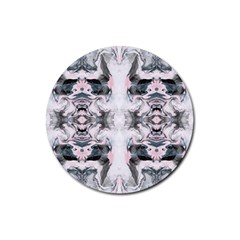 Grey On Pink Marbling Rubber Coaster (round) 