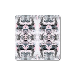 Grey On Pink Marbling Square Magnet by kaleidomarblingart