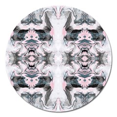 Grey On Pink Marbling Magnet 5  (round) by kaleidomarblingart