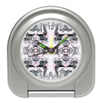 Grey on pink marbling Travel Alarm Clock Front