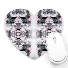 Grey On Pink Marbling Heart Mousepads by kaleidomarblingart