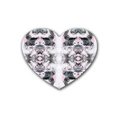 Grey On Pink Marbling Rubber Coaster (heart)  by kaleidomarblingart