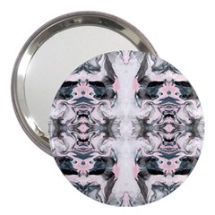 Grey On Pink Marbling 3  Handbag Mirrors by kaleidomarblingart