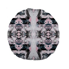 Grey On Pink Marbling Standard 15  Premium Round Cushions by kaleidomarblingart