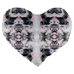 Grey On Pink Marbling Large 19  Premium Heart Shape Cushions by kaleidomarblingart