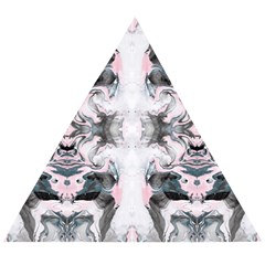 Grey On Pink Marbling Wooden Puzzle Triangle by kaleidomarblingart