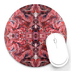 Red Arabesque Round Mousepads by kaleidomarblingart