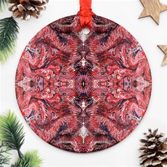 Red Arabesque Ornament (round) by kaleidomarblingart