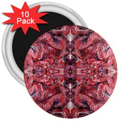 Red Arabesque 3  Magnets (10 Pack)  by kaleidomarblingart