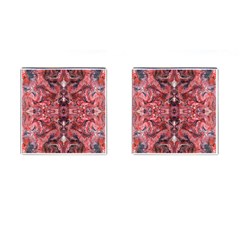 Red Arabesque Cufflinks (square) by kaleidomarblingart