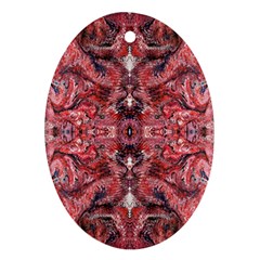 Red Arabesque Oval Ornament (two Sides) by kaleidomarblingart