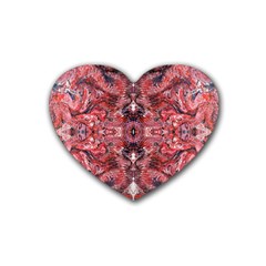 Red Arabesque Rubber Coaster (heart)  by kaleidomarblingart