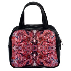 Red Arabesque Classic Handbag (two Sides) by kaleidomarblingart