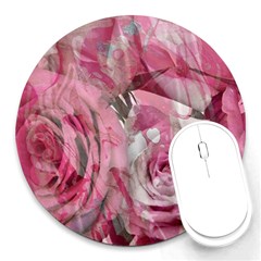 Roses Marbling  Round Mousepads by kaleidomarblingart