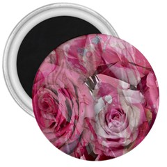 Roses Marbling  3  Magnets by kaleidomarblingart